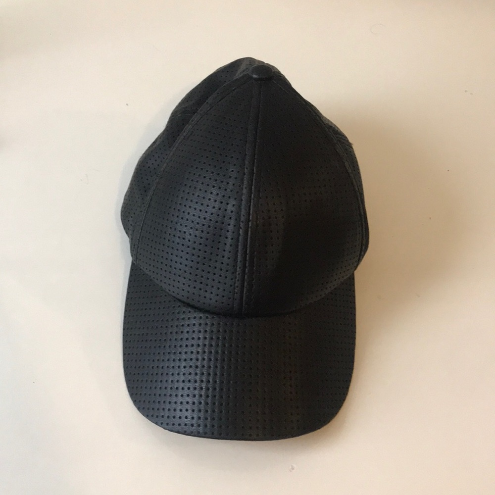 Black leather cap